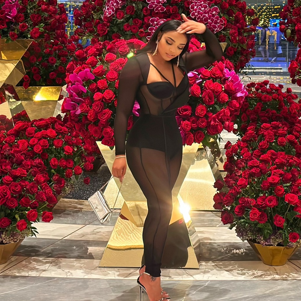 Elegant Black Sheer Catsuit